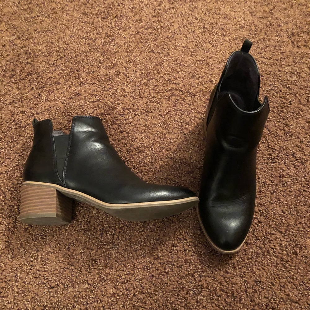 Black leather booties